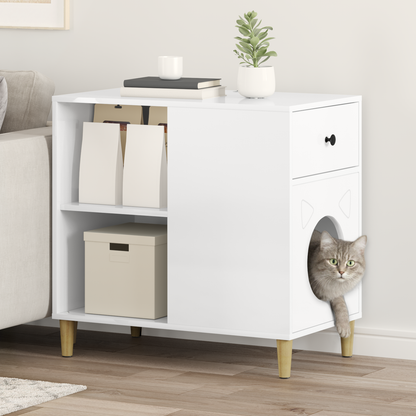 Cat House Gloss White 72 x 42.5 x 70 cm Engineered Wood