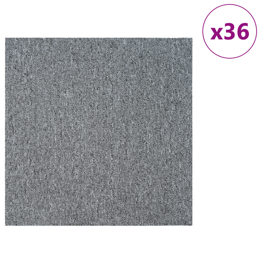 Carpet Tile Light Grey 50 x 50 cm 36 pcs PP and Bitumen