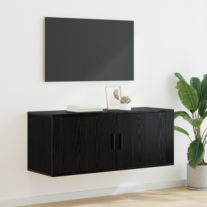 Wall Mounted TV Cabinet Black Oak 100 x 34.5 x 40 cm