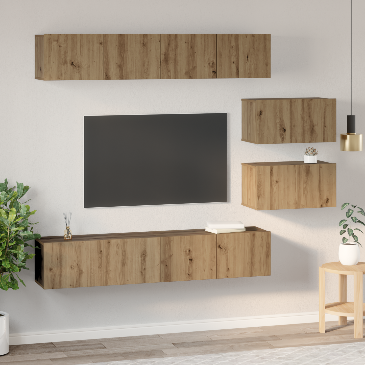 TV Cabinet Set Wall-mounted 6 pcs Artisan Oak Engineered Wood