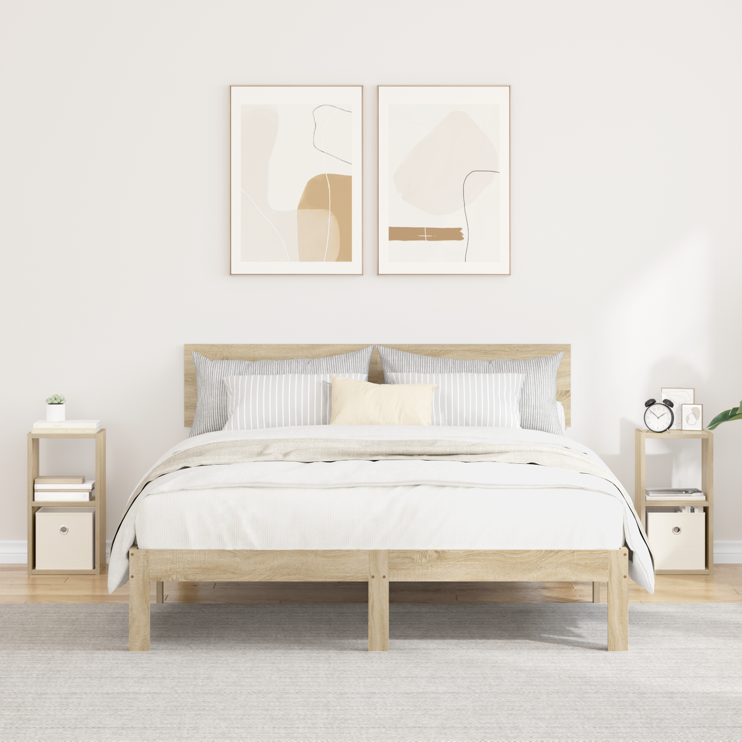 Bedside Table with Drawer 2 pcs Sonoma Oak 25.5 x 22 x 49.5 cm