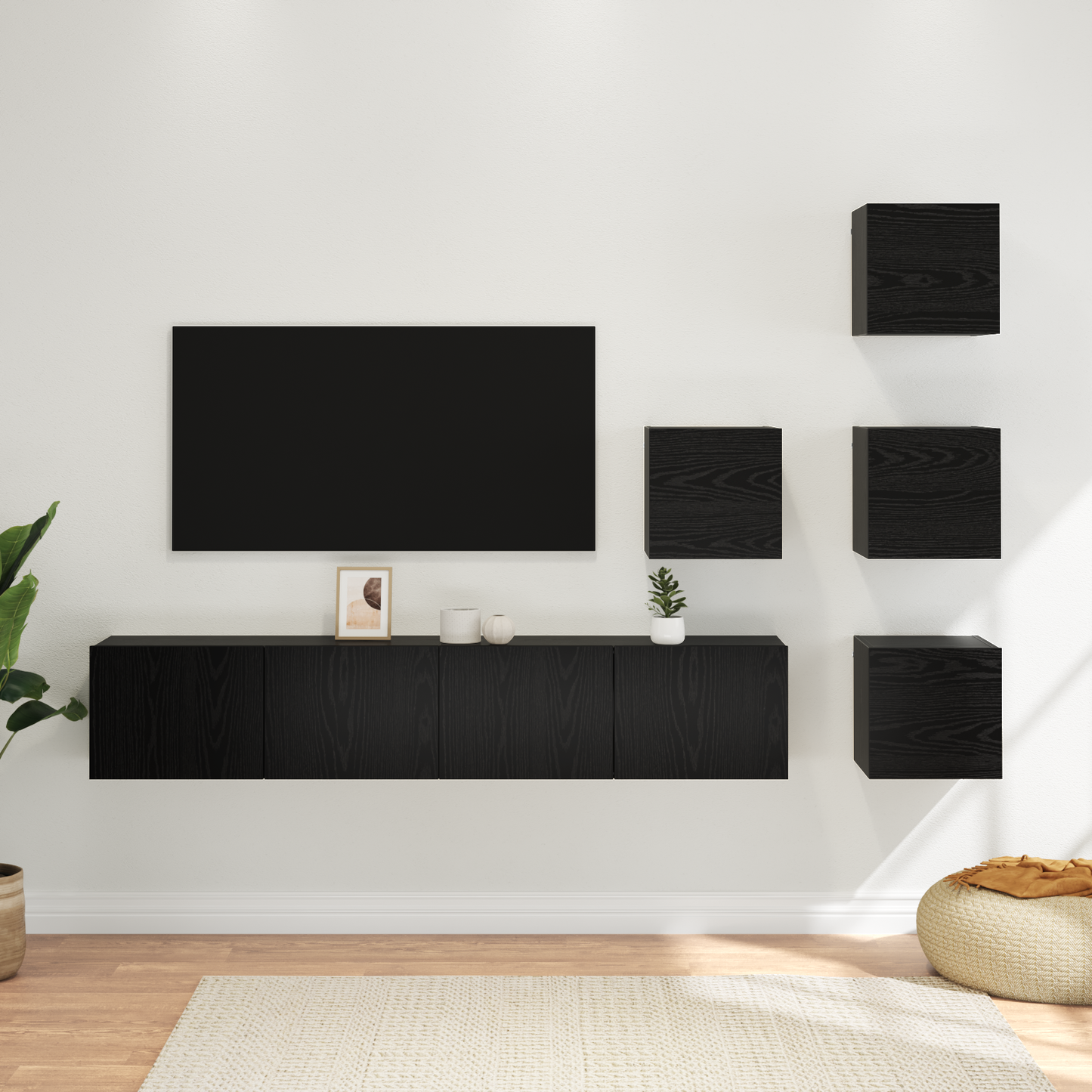 TV Cabinet Set 6 pcs 80 x 30 x 30 cm Black Oak Engineered Wood