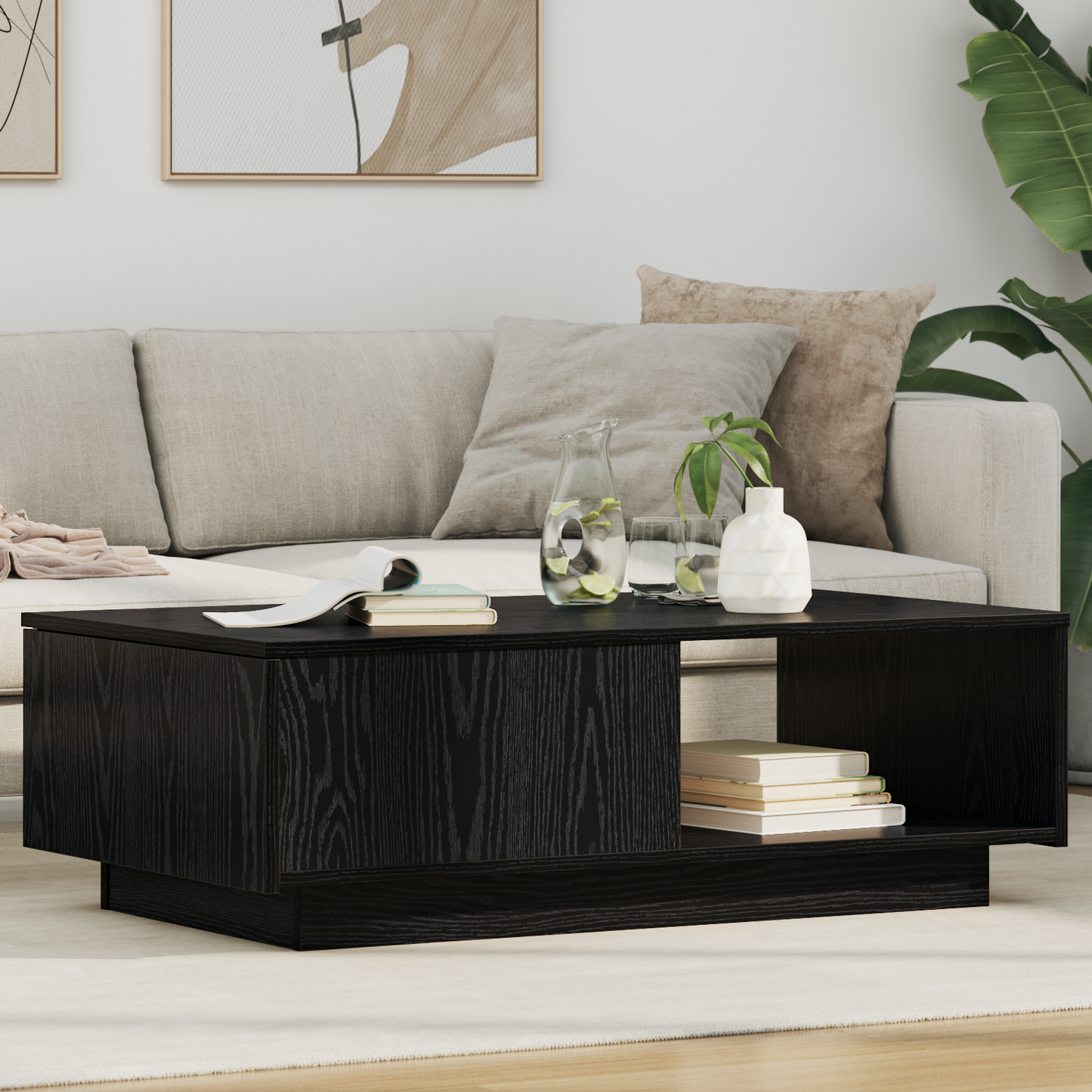 Coffee Table Black Oak 95 x 55 x 31 cm Engineered Wood
