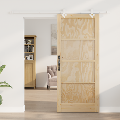Sliding Door Natural and White 86 x 198.5 cm Solid Pine Wood