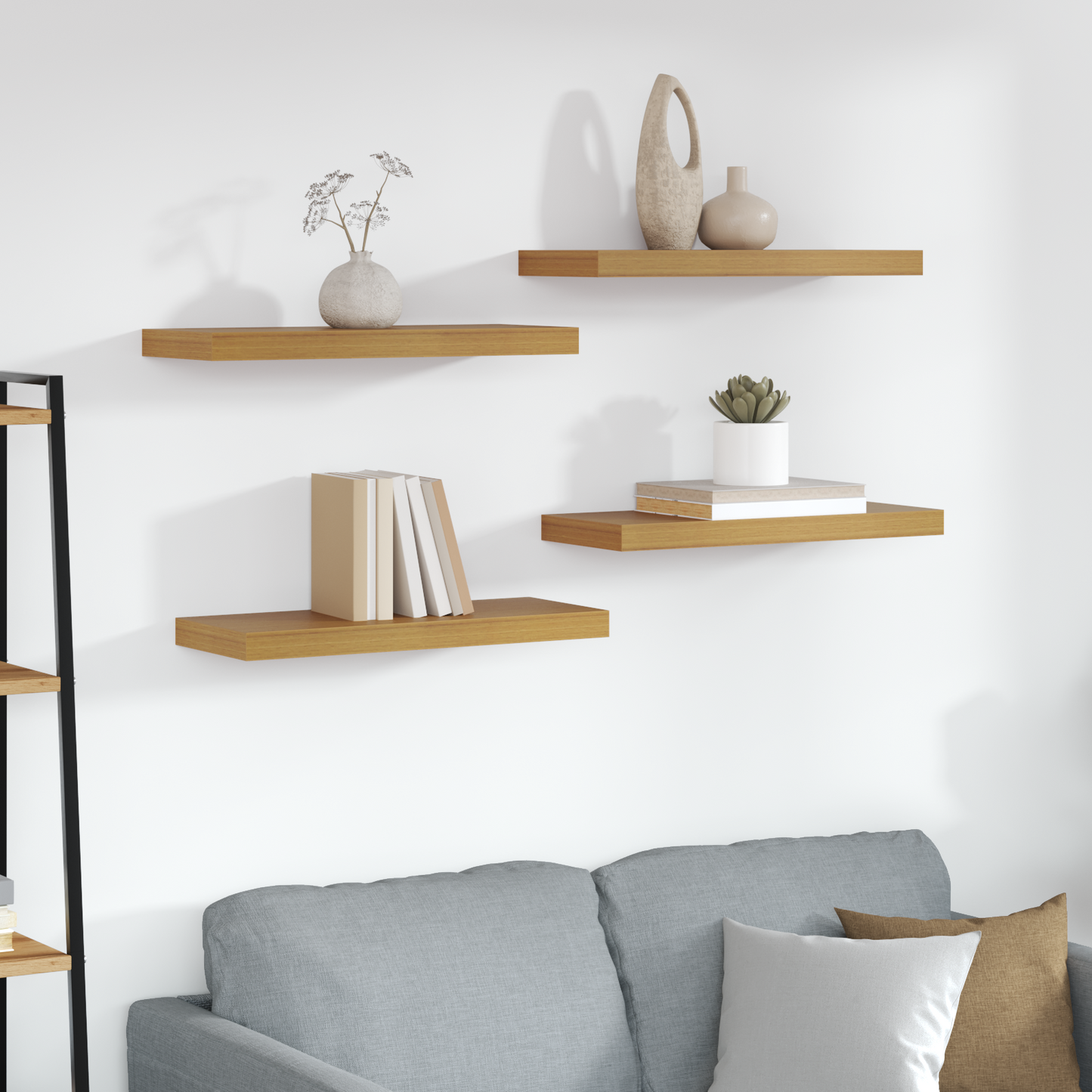 Wall Shelf 4 pcs Beige 60 x 23 x 4 cm Engineered Wood