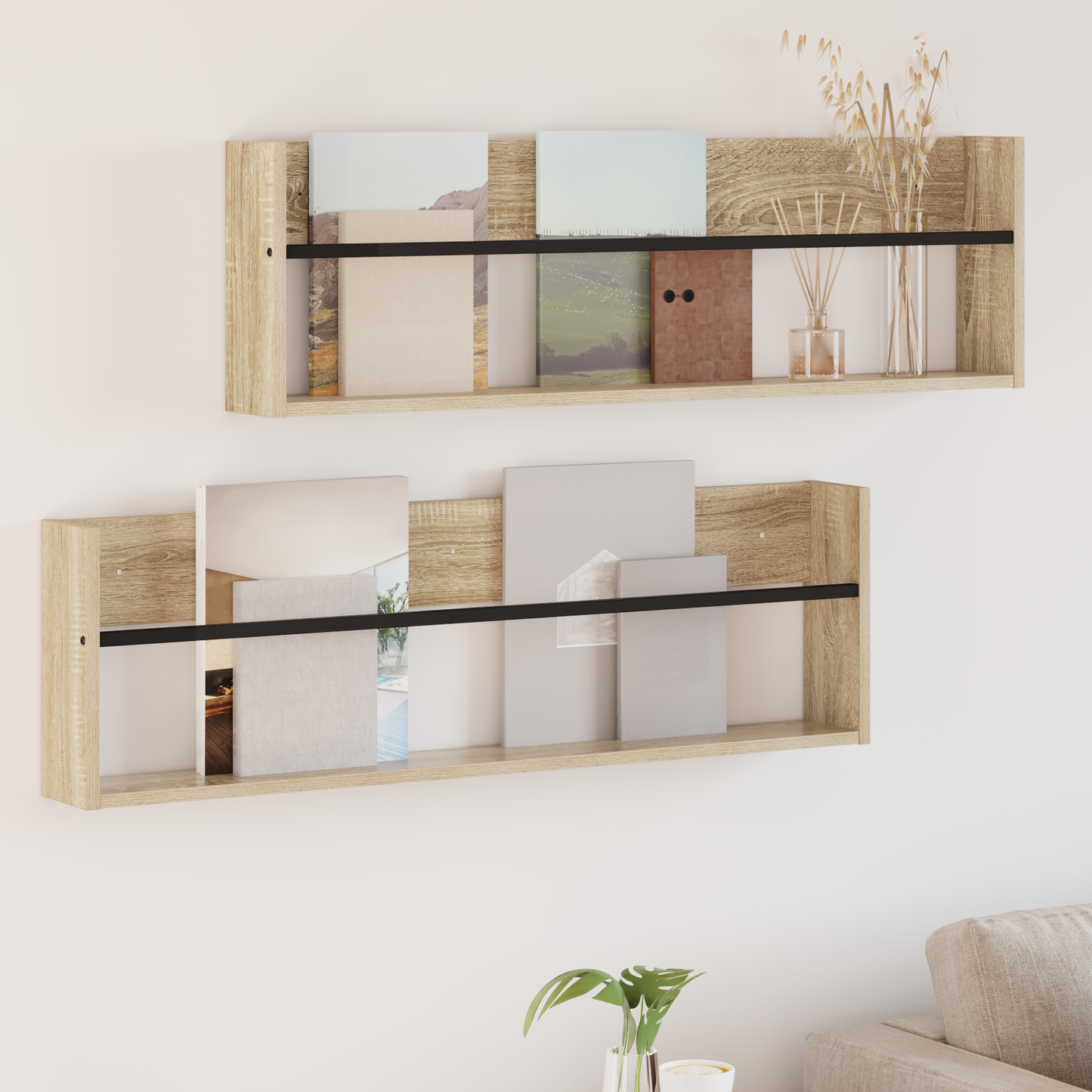 Magazine Rack 2 pcs Sonoma Oak 100 x 12 x 30 cm Engineered Wood