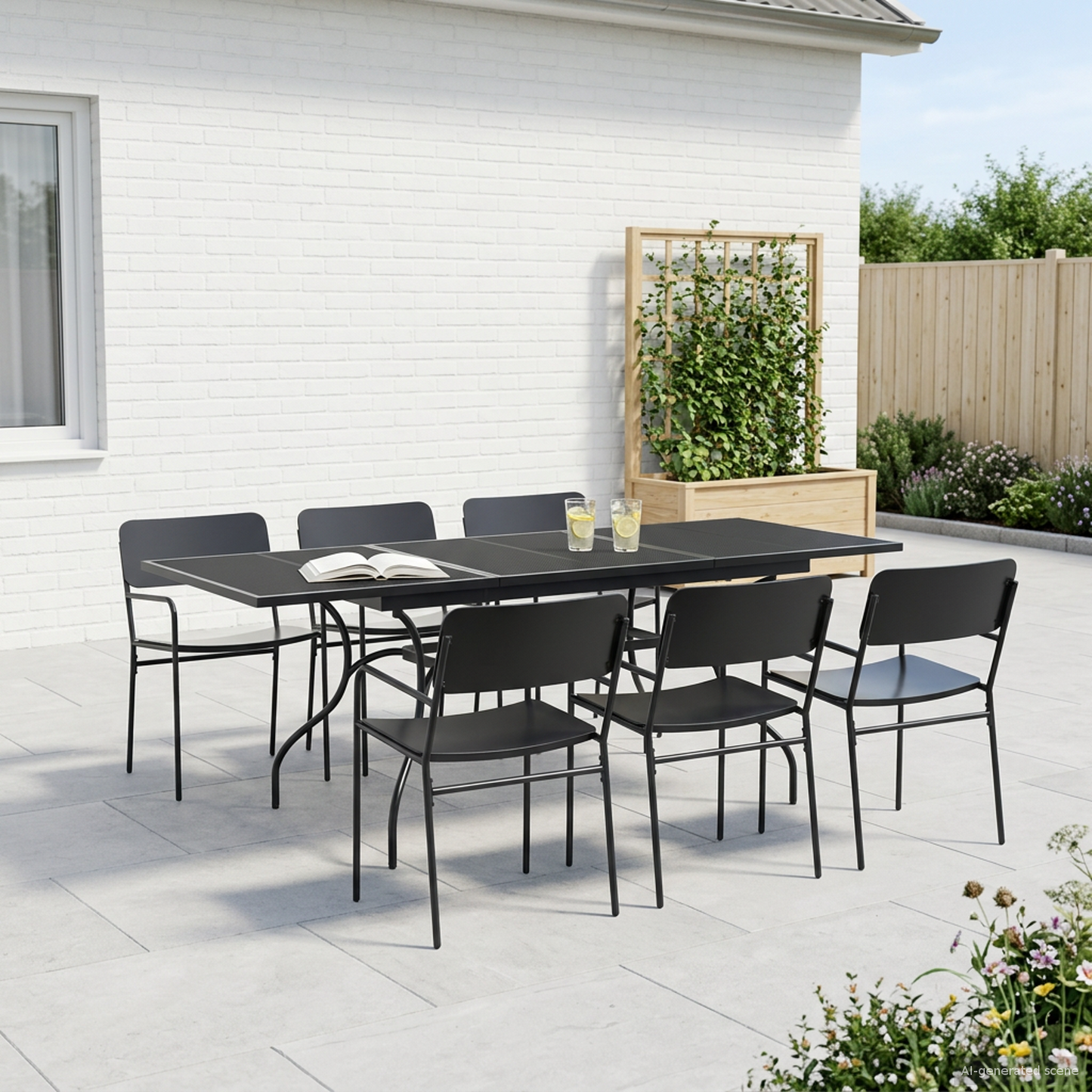 Garden Dining Set 7 pcs Anthracite Steel