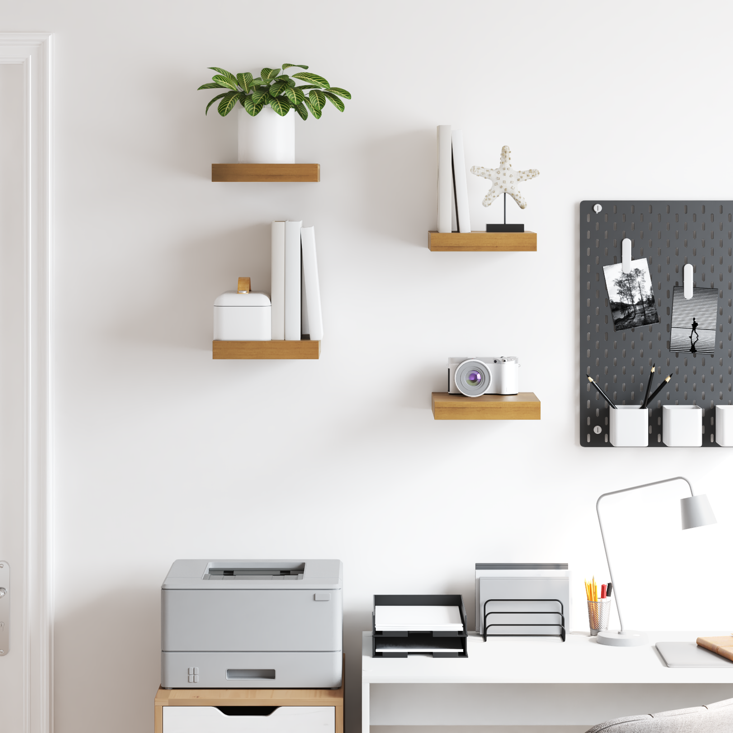 Wall Shelf 4 pcs Brown 23 x 23.5 x 4 cm Engineered Wood