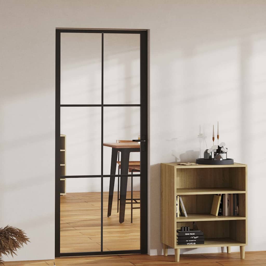 Interior Door ESG Glass and Aluminium 83x201,5 cm Black