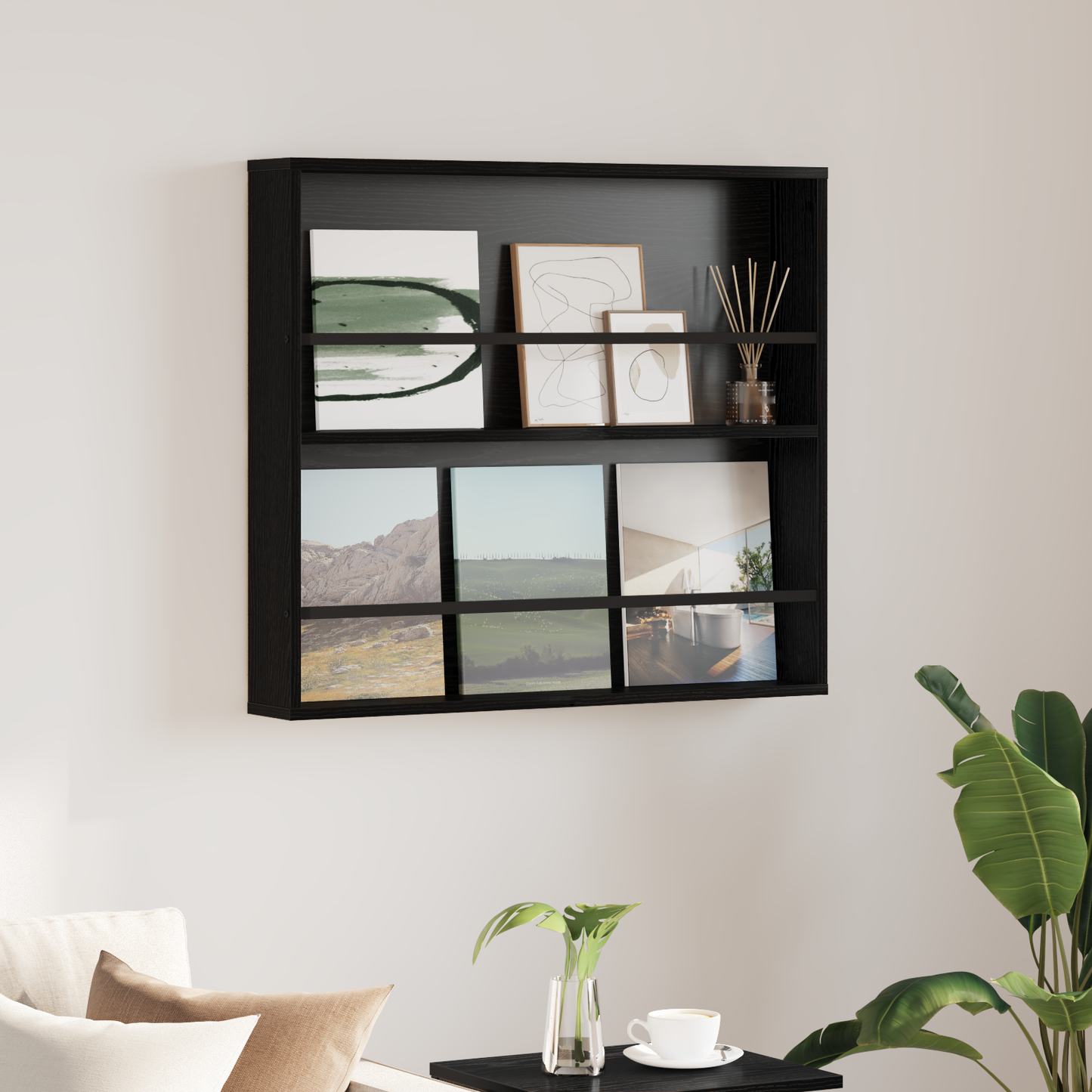 Magazine Rack Black Oak 80 x 12 x 70 cm Engineered Wood