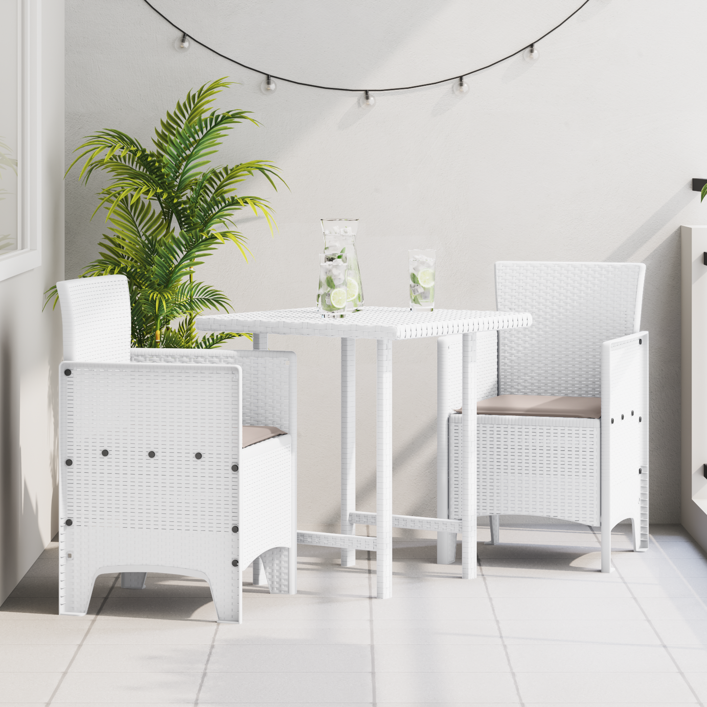Garden Chair 2 pcs White 53 x 49 x 85 cm Polypropylene