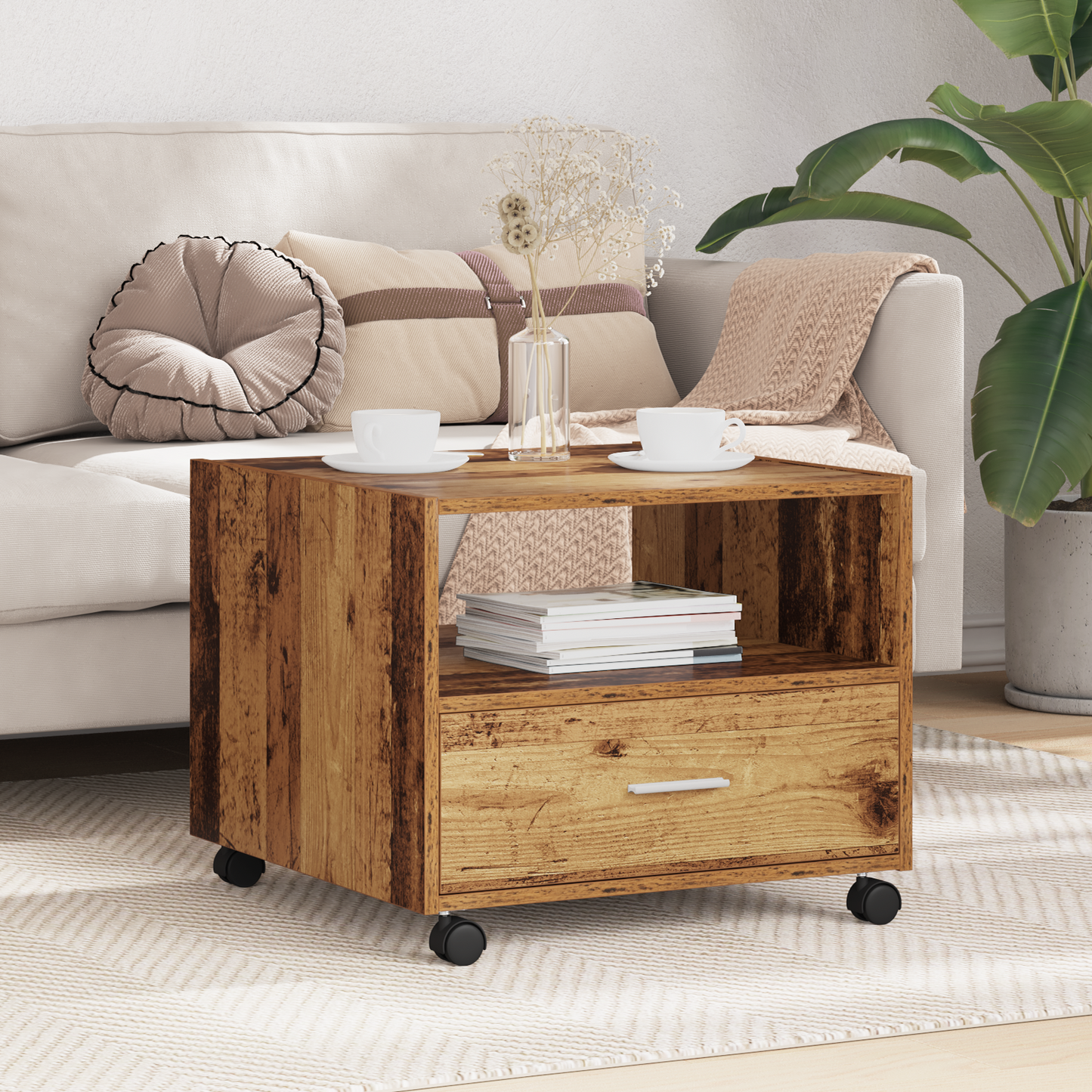 Coffee Table Old Wood 55 x 55 x 45cm Engineered Wood