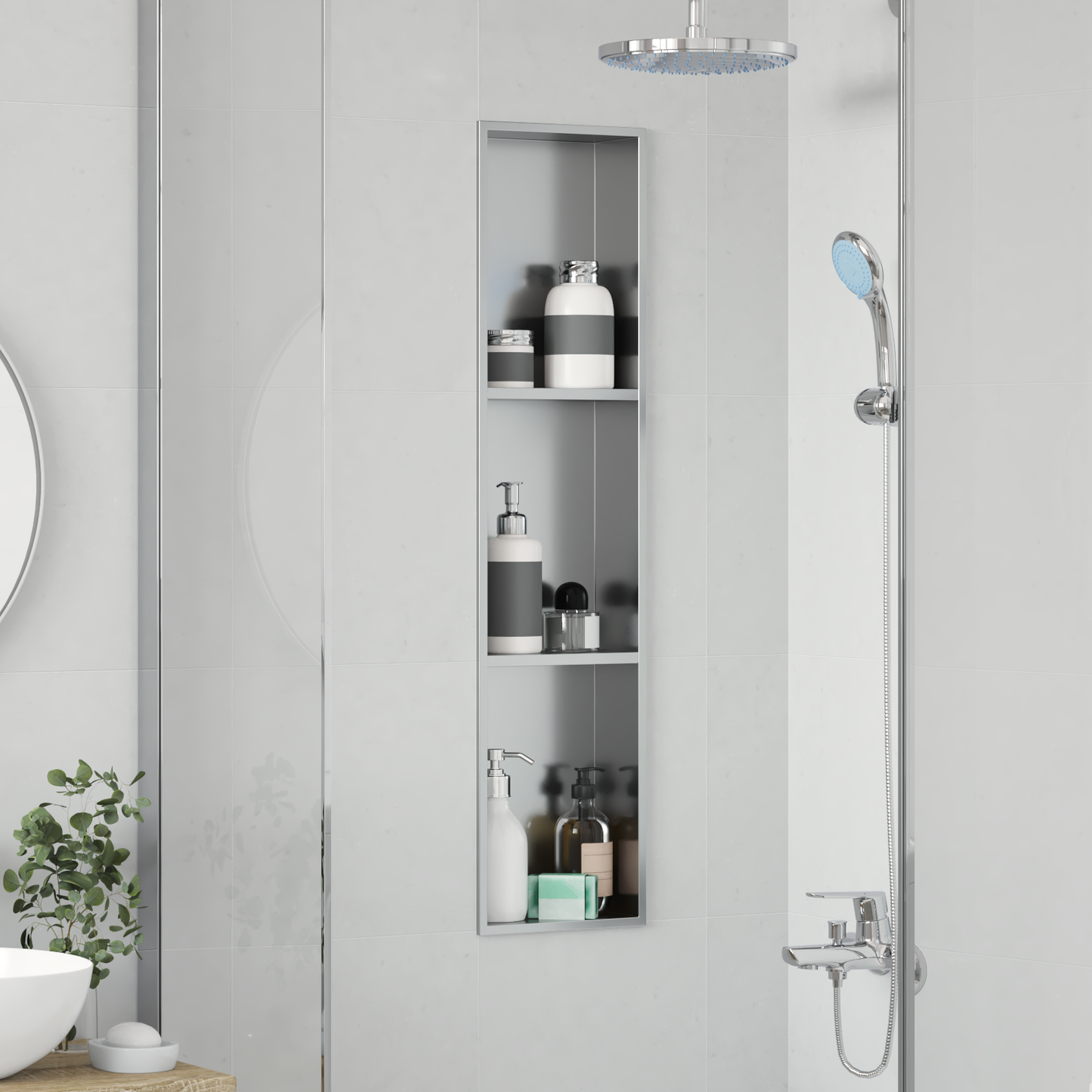 Shower Niche Silver 90 x 20 x 9.5 cm Stainless Steel