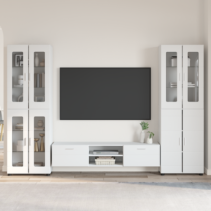 TV Cabinet Set with Drawer FLORIN 3 pcs White Engineered Wood