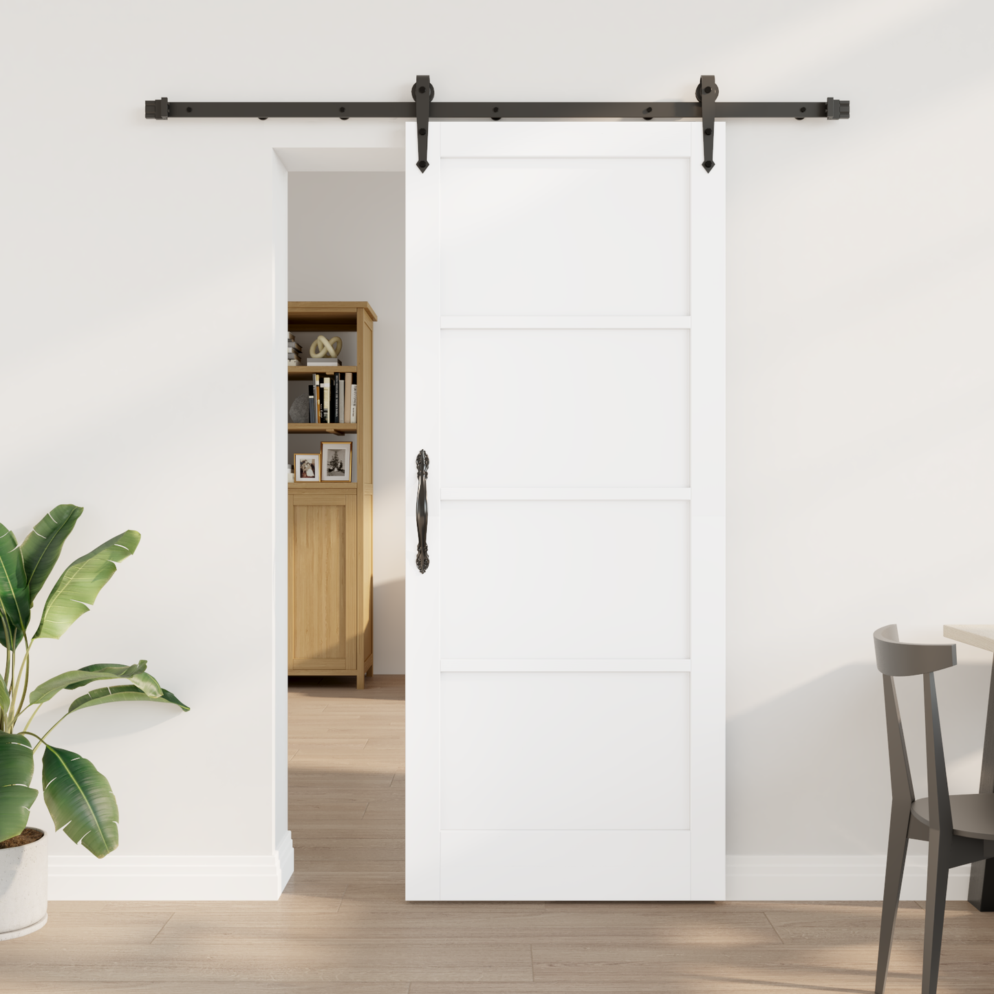 Sliding Door ORKDAL White and Black 83 x 202 cm Solid Pine Wood