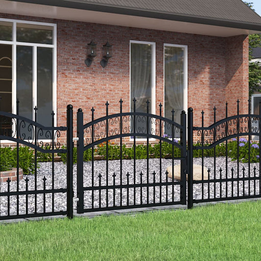 Fence Gate "KAMPEN" with Spear Top Black 103x75 cm Steel