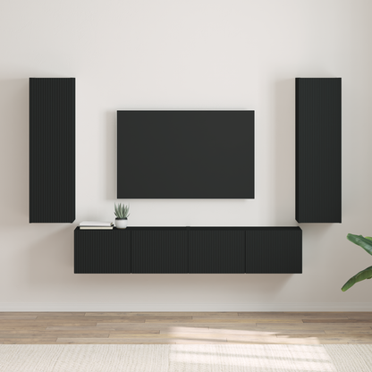 TV Wall Cabinet 2 pcs Black 30 x 31 x 100 cm Engineered Wood