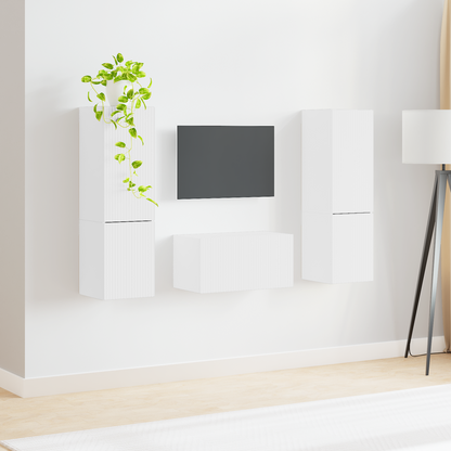 TV Cabinet Set 5 pcs White Engineered Wood