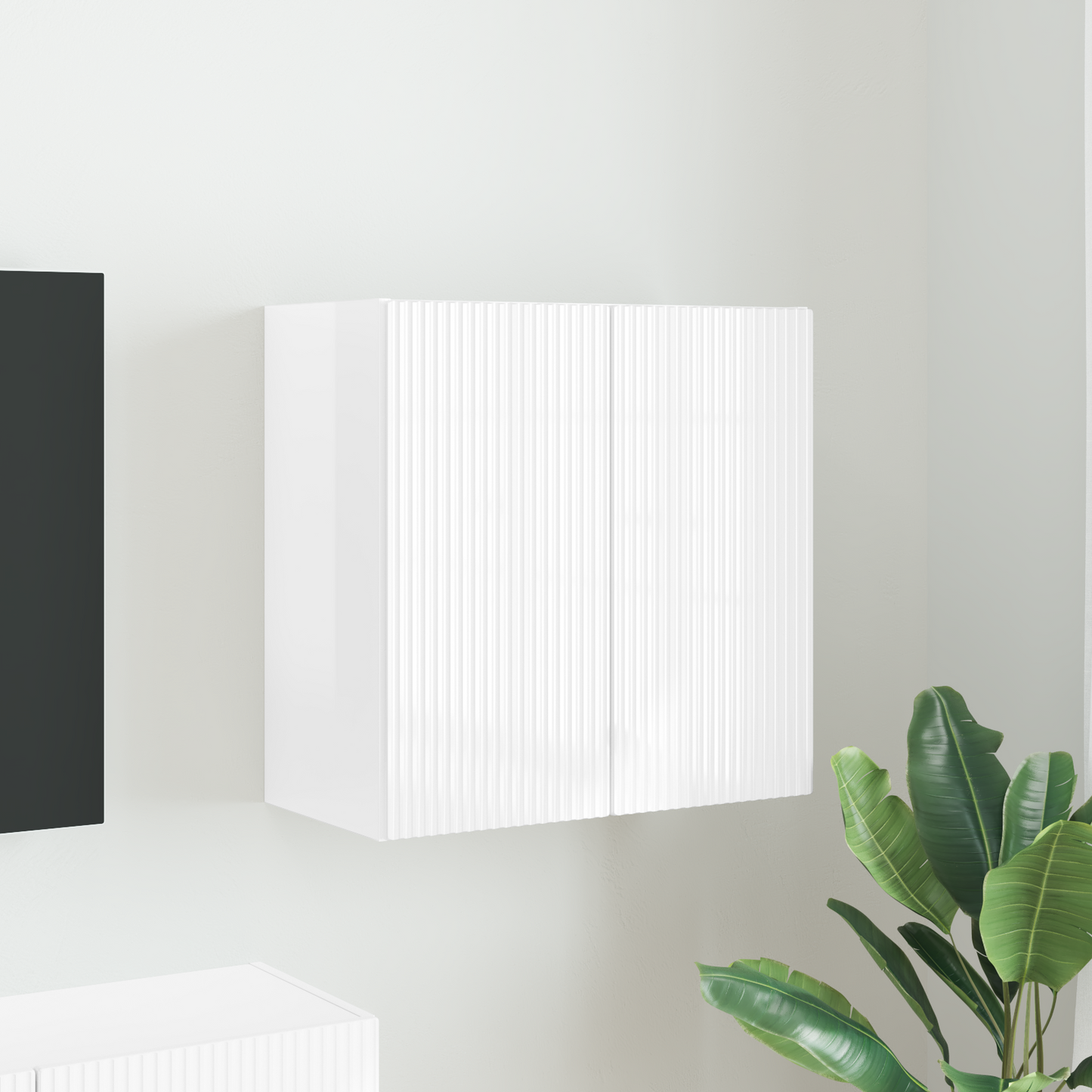 TV Wall Cabinet Wall-mounted High Gloss White 59.5 x 31 x 60 cm
