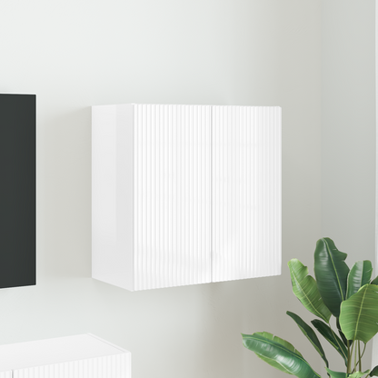 TV Wall Cabinet Wall-mounted High Gloss White 59.5 x 31 x 60 cm