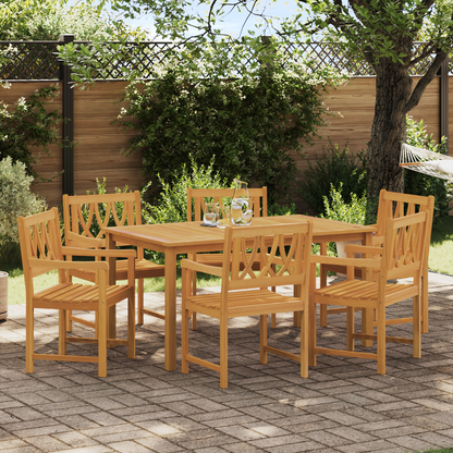 Garden Chairs 6 pcs Natural Solid Acacia Wood