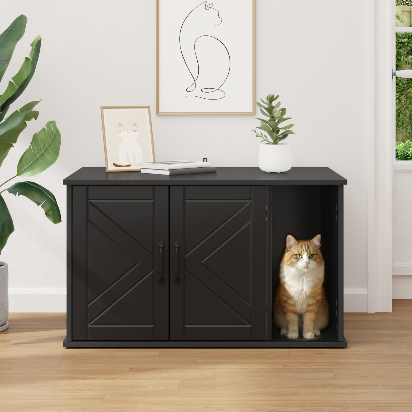 Cat House Black 85 x 55 x 50 cm Engineered Wood
