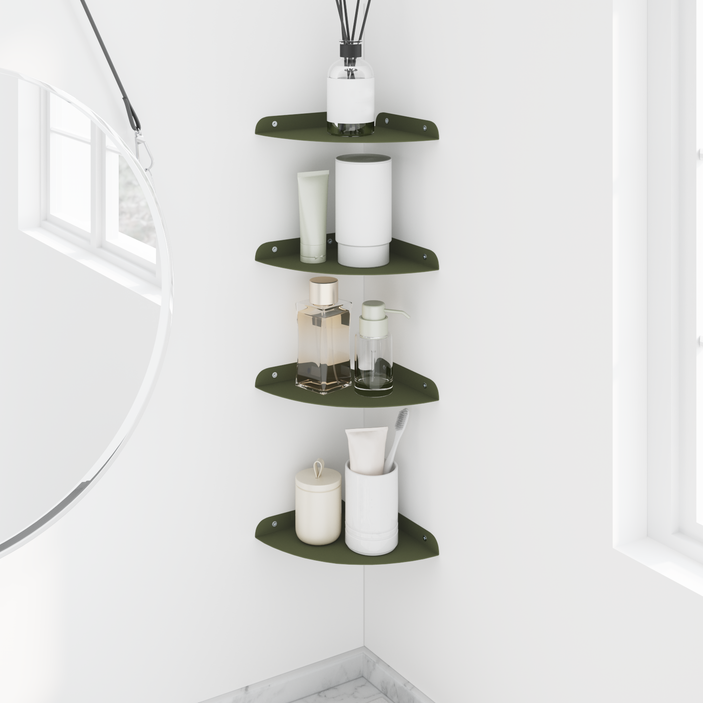 Floating Shelf with Shelf 4 pcs Olive Green 18 x 18 x 2 cm