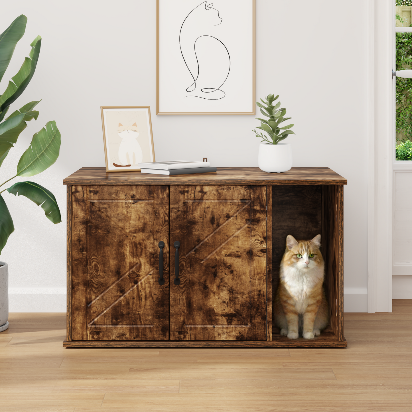Cat House Smoked Oak 85 x 55 x 50 cm Engineered Wood