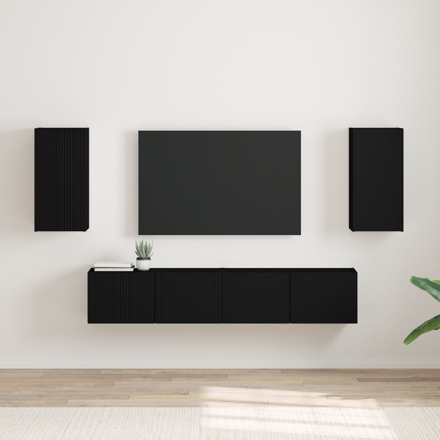 TV Wall Cabinet 2 pcs Black 30 x 31 x 60 cm Engineered Wood