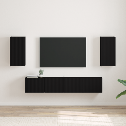 TV Wall Cabinet 2 pcs Black 30 x 31 x 60 cm Engineered Wood