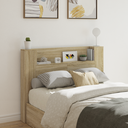 Headboard Cabinet with LED Sonoma 140 x 16.5 x 103.5 cm