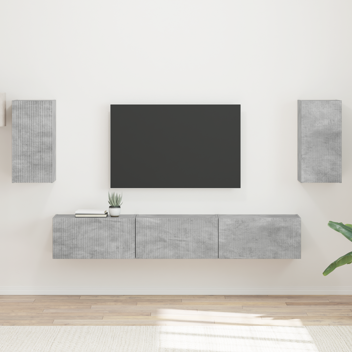 TV Cabinet Set Wall-mounted 5 pcs Concrete Grey Engineered Wood
