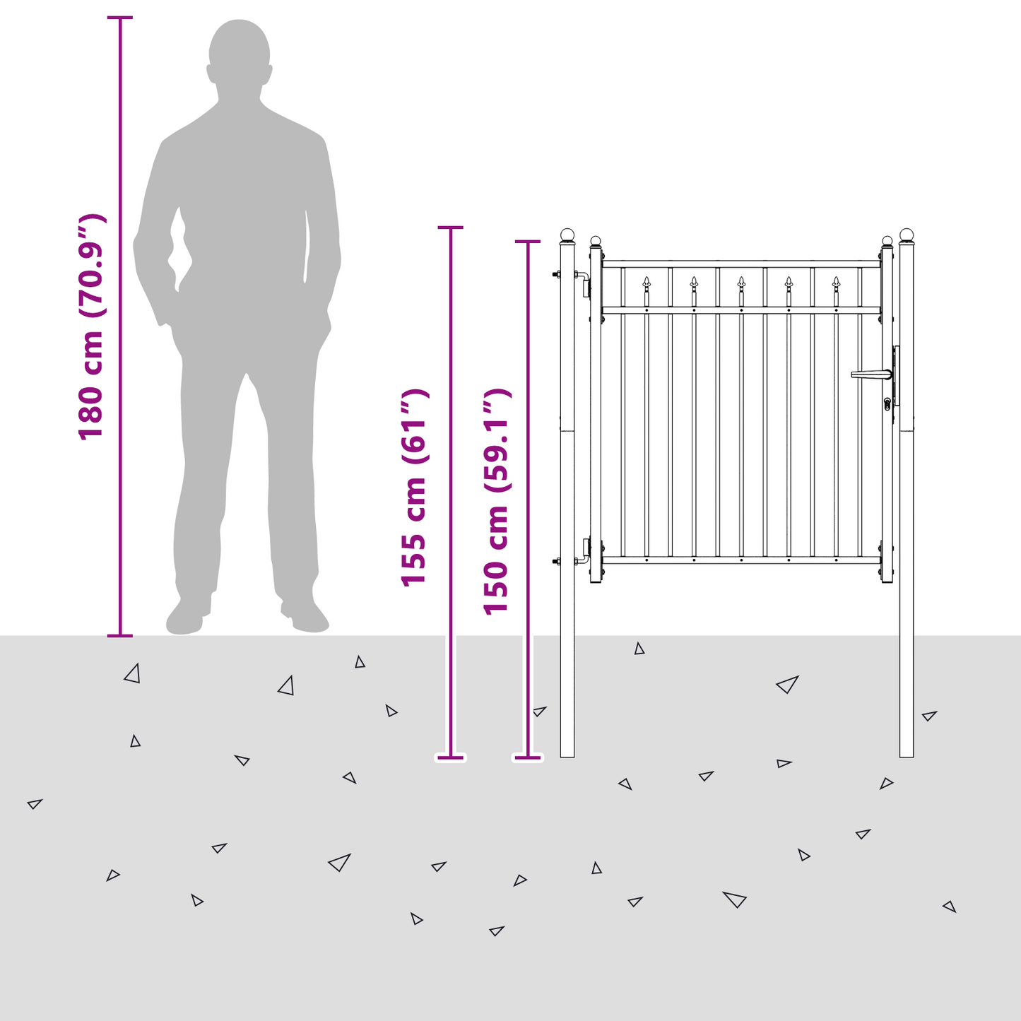 Fence Gate HORST 100 x 100 cm Metal Black Lockable