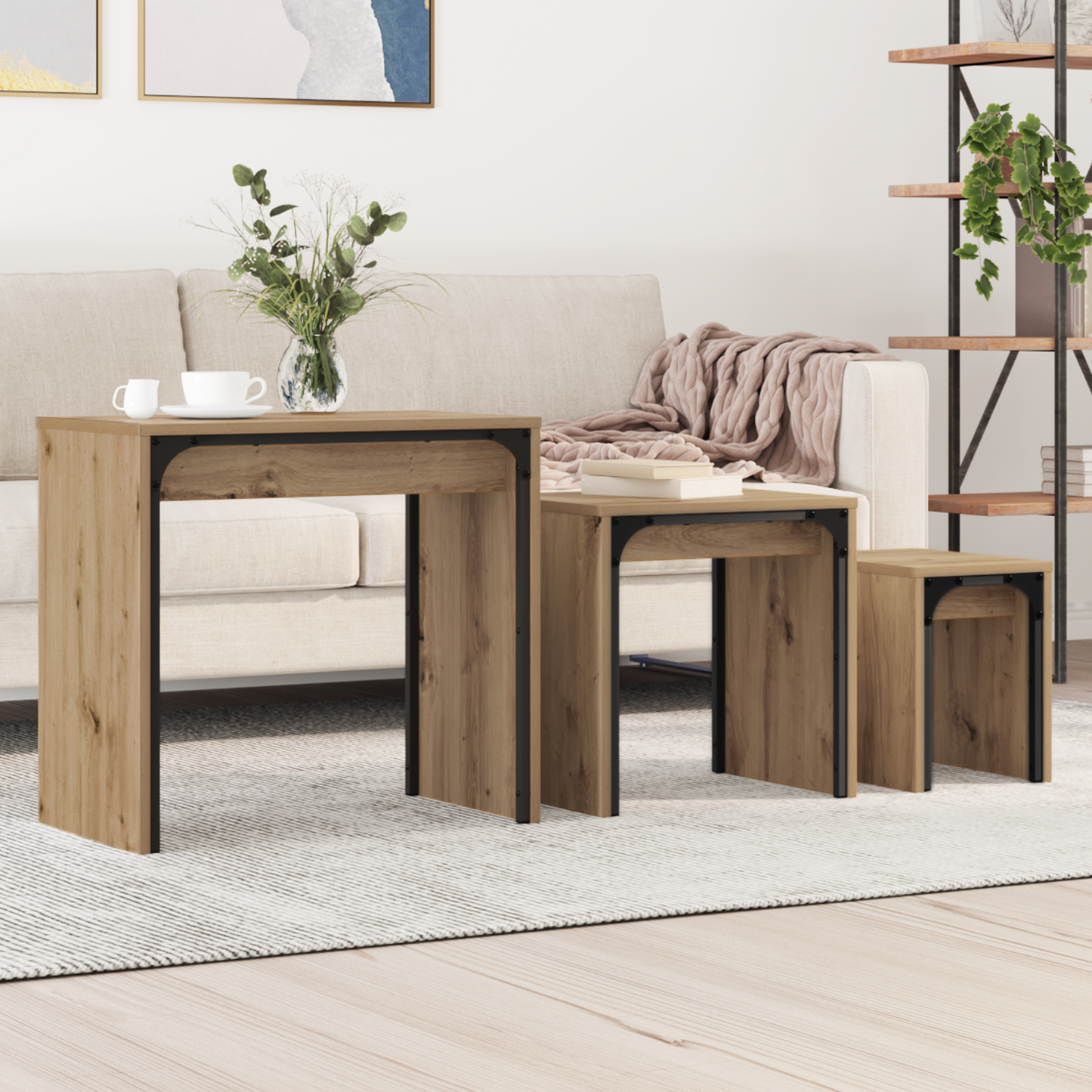Coffee Table 3 pcs Artisan Oak Engineered wood