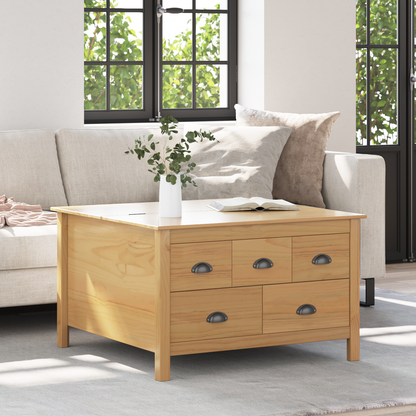 Coffee Table with Drawer HILL Honey Brown 79.5 x 79.5 x 49 cm