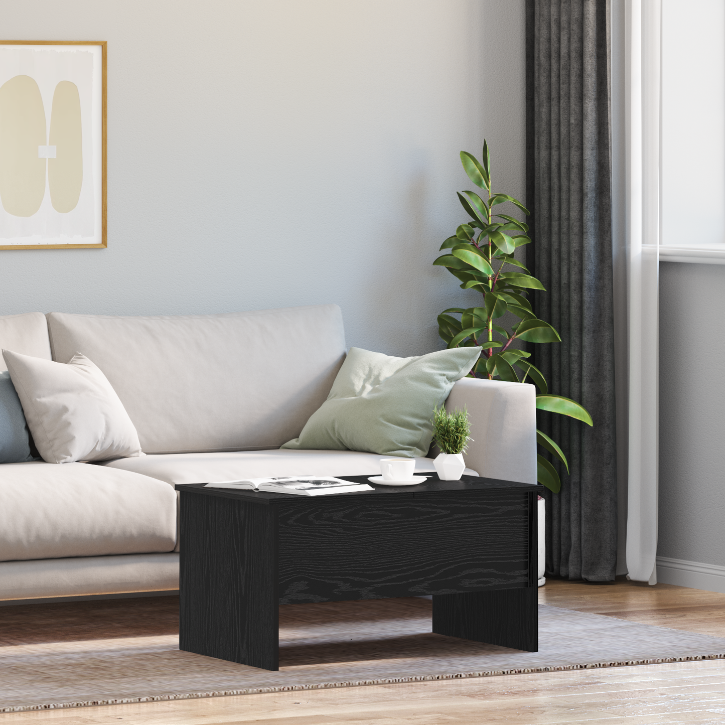 Coffee Table Black Oak 102 x 50.5 x 46.5 cm Engineered Wood