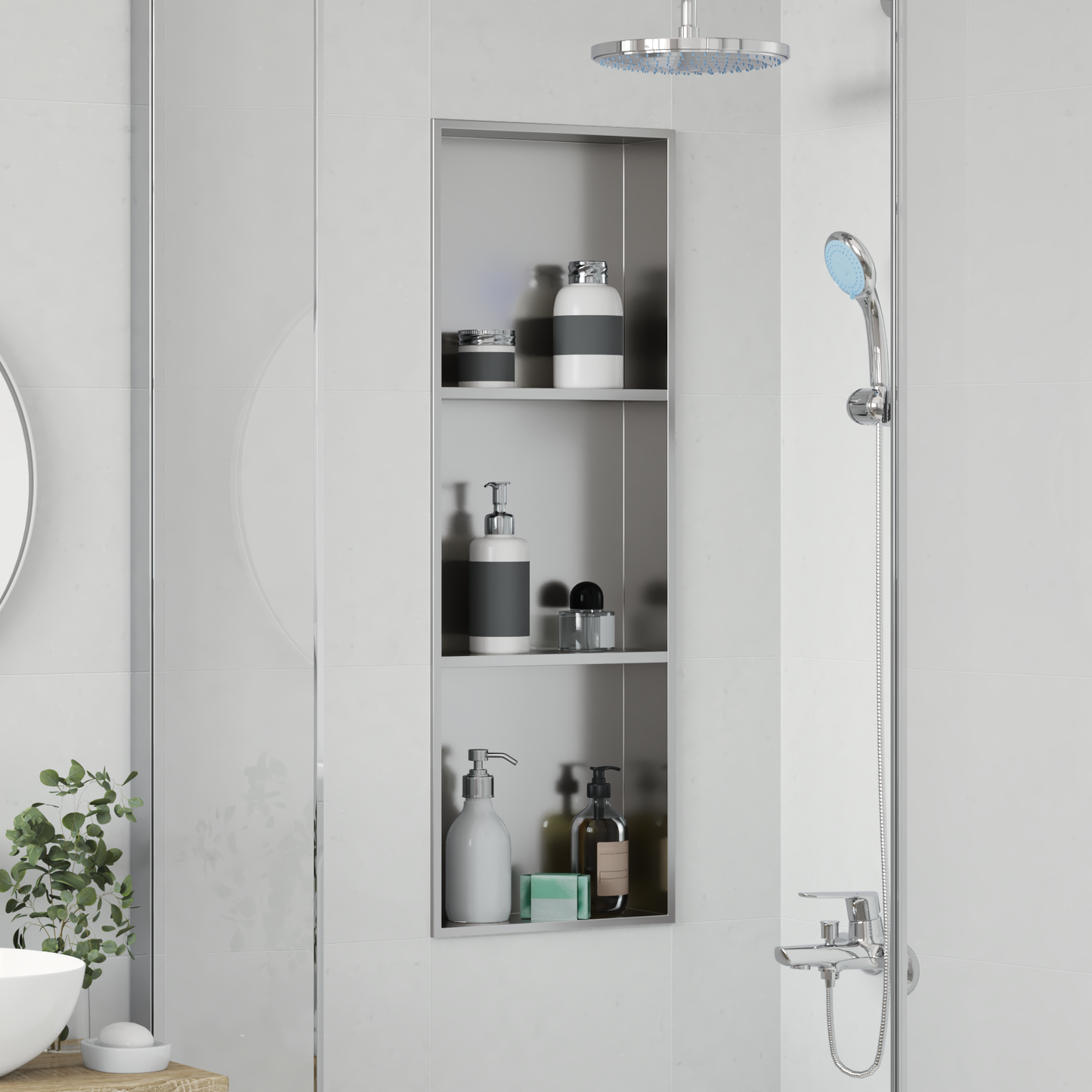 Shower Niche Silver 90 x 30 x 9.5 cm Stainless Steel