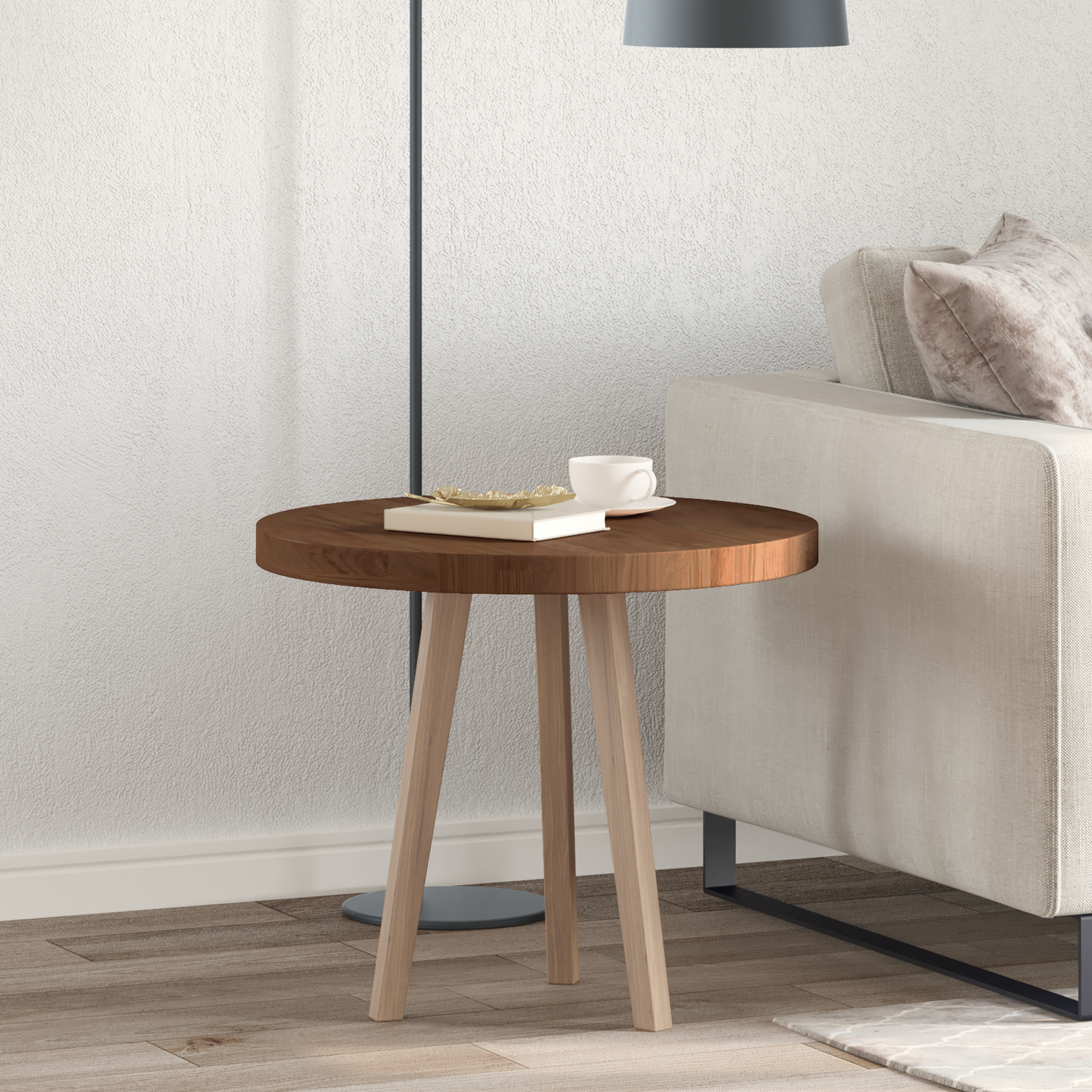 Table Top Dark Brown Ø 60 x 4 cm Solid Oak Wood