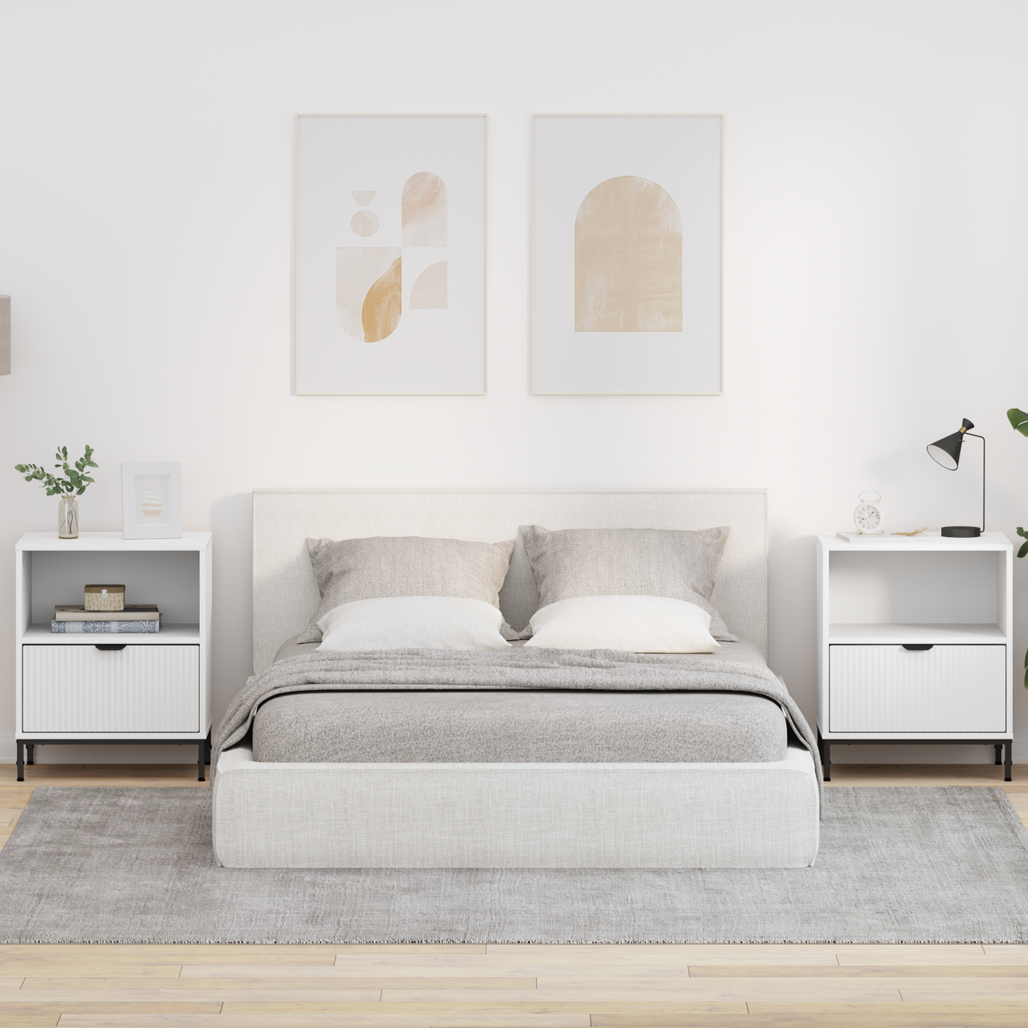 Bedside Cabinet 2 pcs White 49 x 36 x 61 cm Engineered wood