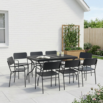 Garden Dining Set 9 pcs Anthracite Steel