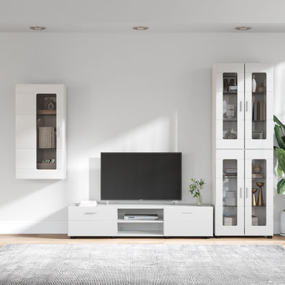 TV Cabinet Set FLORIN 3 pcs High Gloss White Engineered Wood