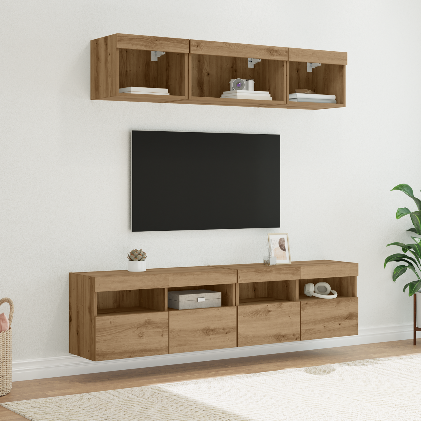 TV Wall Units with LED 5 pcs Artisan Oak 80 x 30 x 40 cm