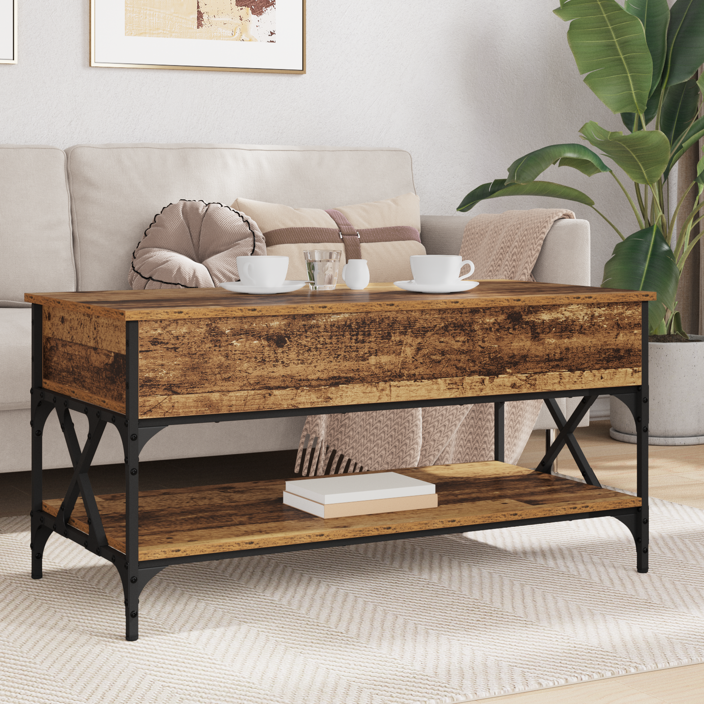 Coffee Table Old Wood 100 x 50 x 50 cm Engineered Wood