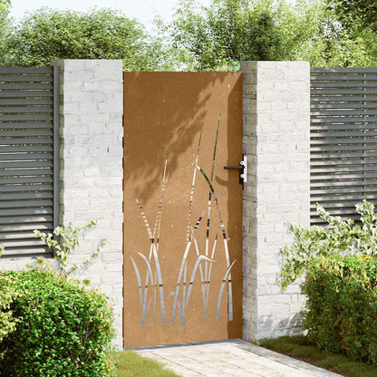 Garden Gate 85x175 cm Corten Steel Grass Design