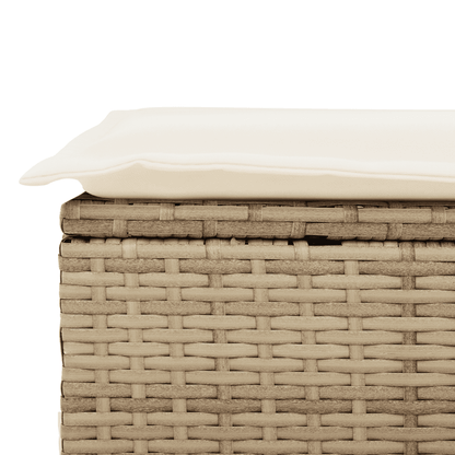 5 Piece Garden Dining Set with Cushions Beige Poly Rattan