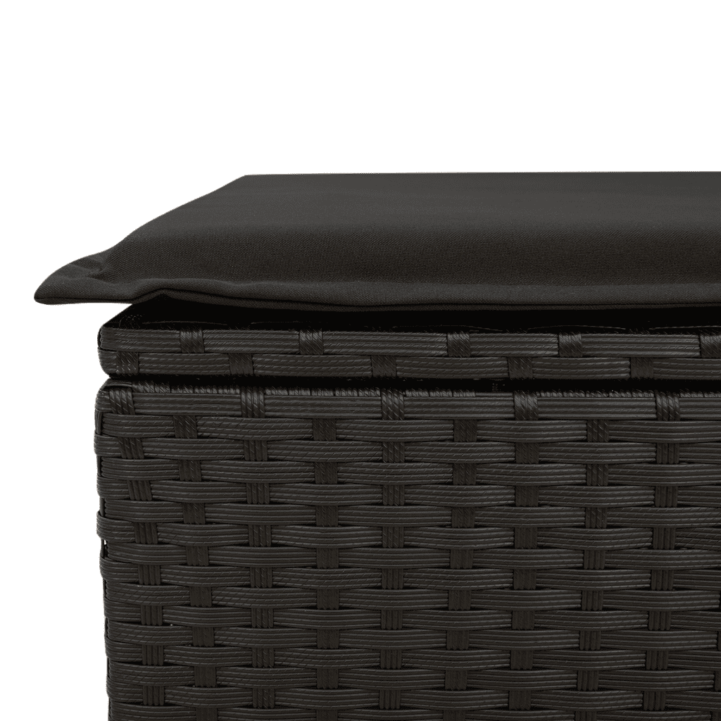 9 Piece Garden Dining Set with Cushions Black Poly Rattan