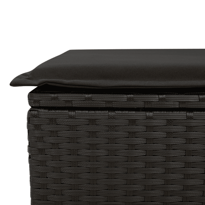 9 Piece Garden Dining Set with Cushions Black Poly Rattan