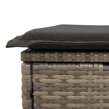 7 Piece Garden Dining Set with Cushions Grey Poly Rattan