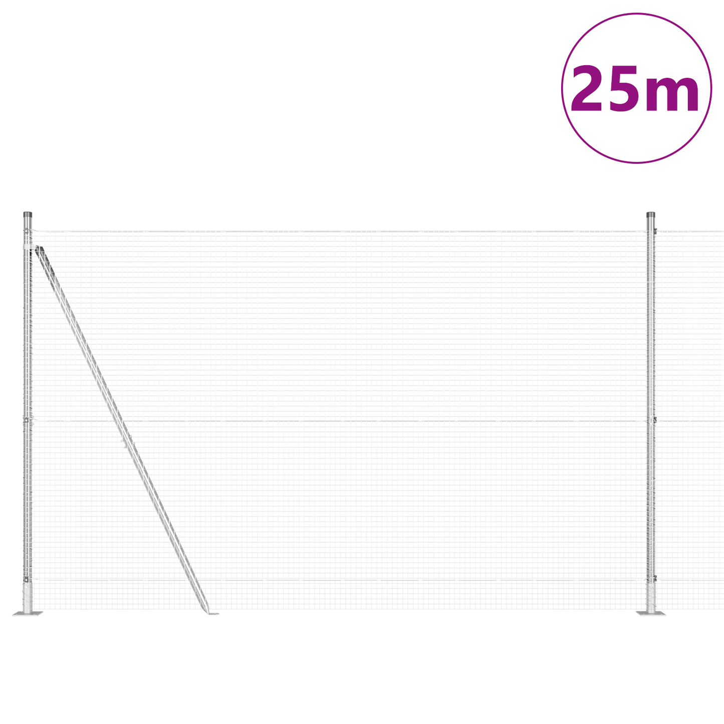 Welded Wire Fence with Concrete Base 25 x 1.5 m Silver Mesh