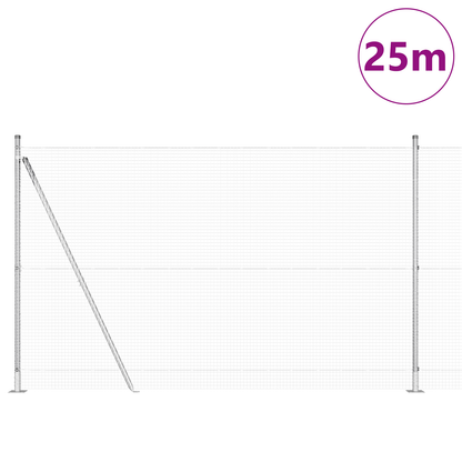 Welded Wire Fence with Concrete Base 25 x 1.5 m Silver Mesh